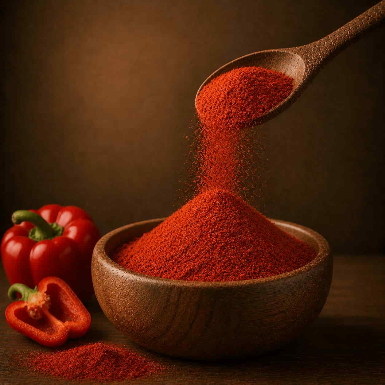 رنگ و بافت پودر پاپریکا